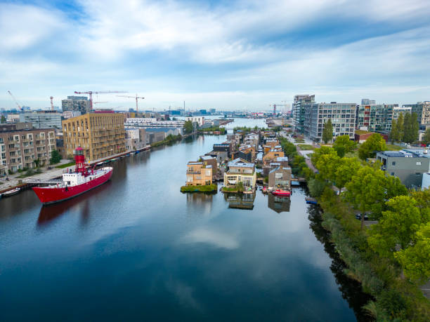 Floating houses in Amsterdam North District.