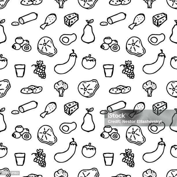 Food Drawin Pattern Seamless Food Pattern Drawn Doodle Food Background Stock Illustration ...