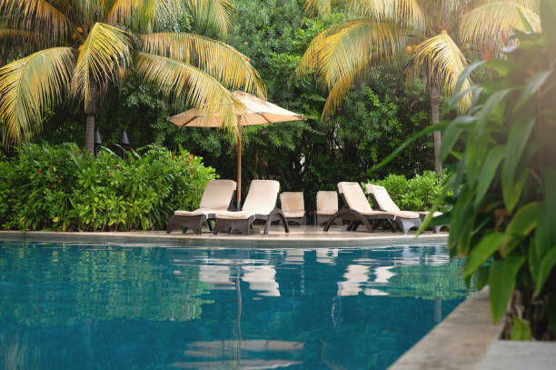 istock Blue pool water in tropical resort 1718715974