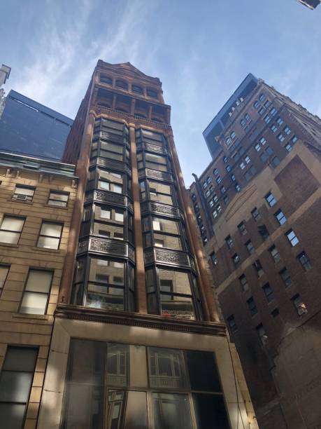 Building facades with windows, modern architecture, cityscape scenery