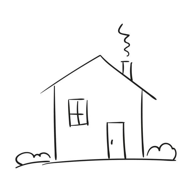 Hand drawn house. vector art illustration