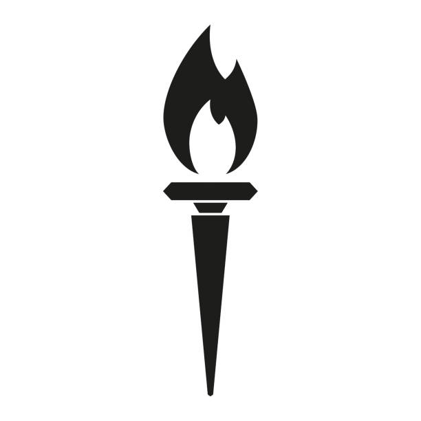 Vector icon of burning torch vector art illustration