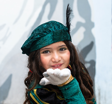 Young Girl In Elf Costume Sending Kiss To The Camera During Carnival.JPG