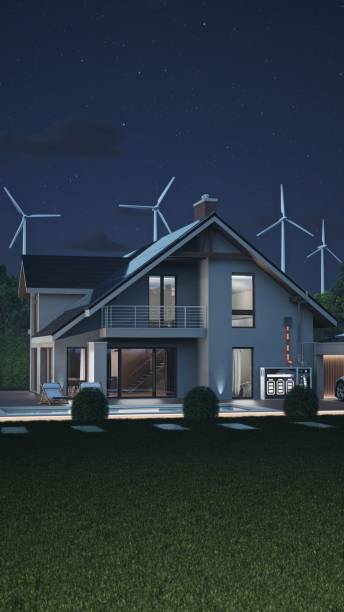 istock Eco House With Solar Panels And Windmills To Use Alternative Energy 1718820067