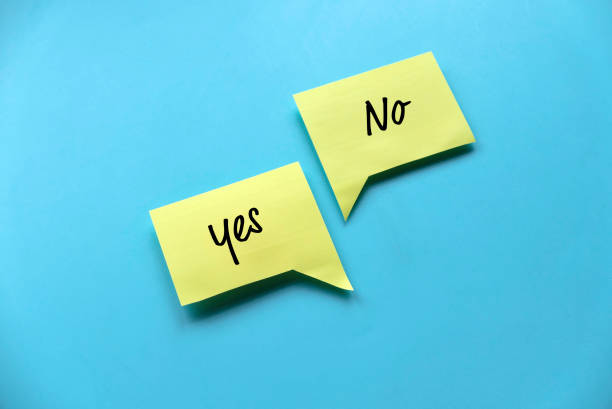 istock Concept of evaluation. Yes or no. Accepted or rejected. yellow bubble chat over a blue background. 1718836052