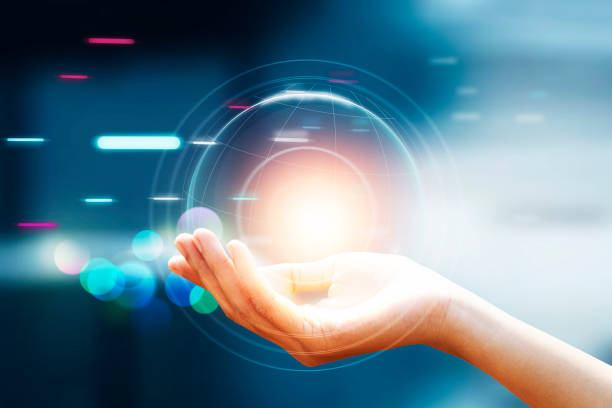 istock Businessman holding a bright light bulb. Concept of Ideas for presenting new ideas Great inspiration and innovation new beginning. Analyzing data 1718848849