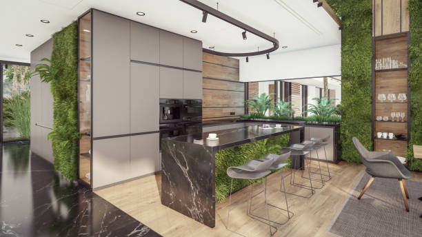 istock 3d rendering of expensive cozy interior with green walls in night 1718853901