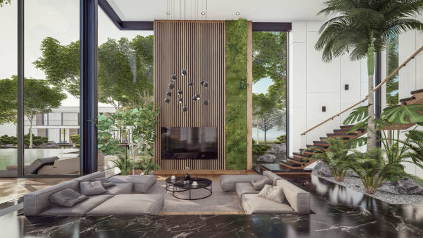istock 3d rendering of expensive cozy interior with green walls in night 1718853915
