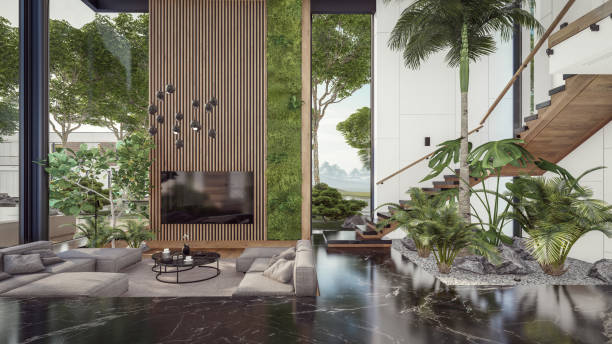 istock 3d rendering of expensive cozy interior with green walls in night 1718854458