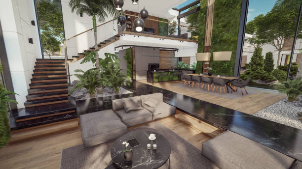istock 3d rendering of expensive cozy interior with green walls in night 1718854479