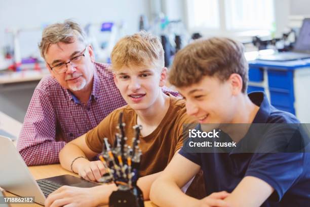 Two High School Students During Robotics Programming Lesson Stock Photo ...