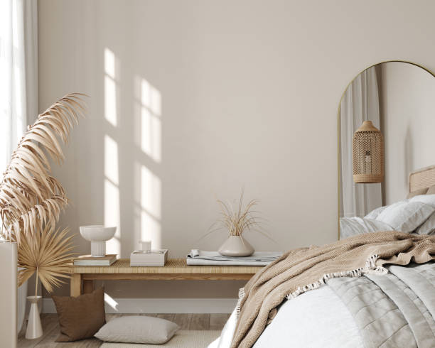 istock Bedroom interior mockup, Home interior background, 3d render, 3d illustration 1718879299