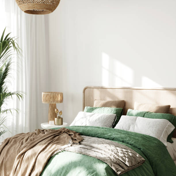 istock Bedroom interior mockup, Home interior background, 3d render, 3d illustration 1718879302