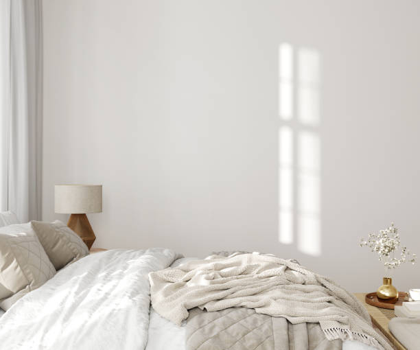 istock Bedroom interior mockup, Home interior background, 3d render, 3d illustration 1718879315