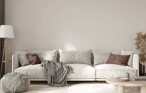 istock Living room interior mockup, Home interior background, 3d render 1718879322