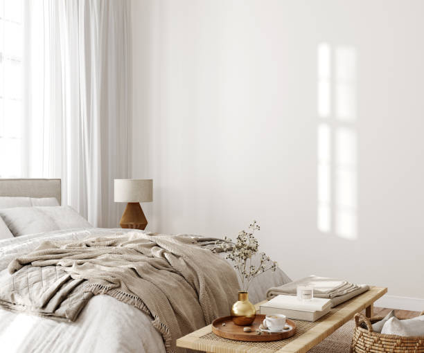 istock Bedroom interior mockup, Home interior background, 3d render, 3d illustration 1718879323