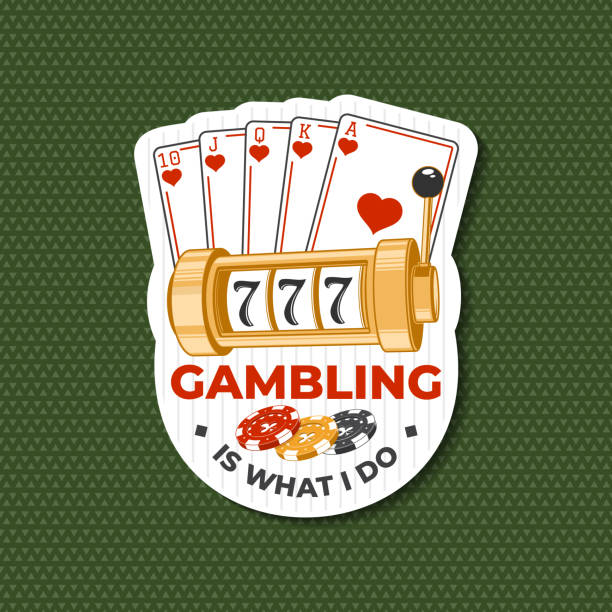 ilustrações de stock, clip art, desenhos animados e ícones de try your chance. gambling sticker, vintage print, logo, badge design with slot machine and poker playing card silhouette. vector illustration. casino slot machine for gambling industry, sport lottery services. - opportunity risk fortune cookie fortune telling
