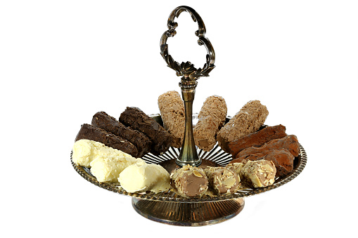 tray with handmade Belgian chocolate truffles