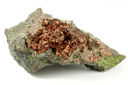 native copper from Arizona, USA isolated on white background