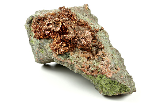 native copper from Arizona, USA isolated on white background