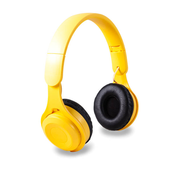 istock Yellow headphones isolated on white 1718962271