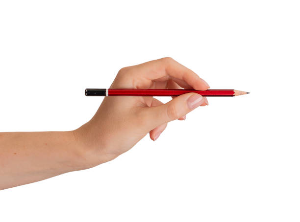 istock Hand holding simple pencil, drawing, sketching, writing, isolated on white 1718989366