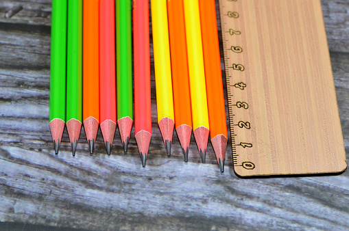 Lgbt pride and freedom, lgbt liberty feelings. colored pencils with different colored . The lgbt  is a symbol of freedom,