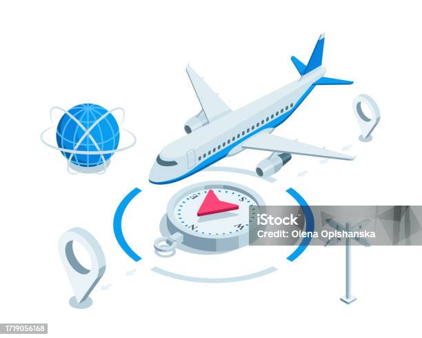Compass Airplane Model Airplane And Compass Stock Illustration - Download Image Now ...