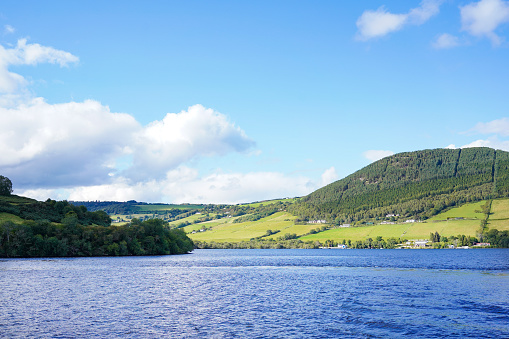 View over Loch Ness in Scotland. It is the largest lake by volume in Great Britain.