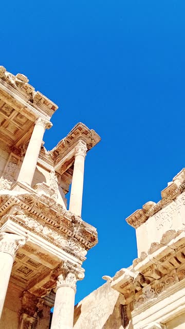 Low angle view of library of Celsus in Ephesus, Turkey