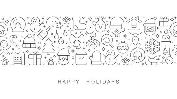 tło ikony bożego narodzenia - wrapping paper christmas gift snowman stock illustrations