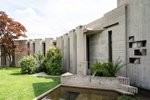 Treviso, Italy – May 31, 2022: Tomba Brion, designed by Venetian architect Carlo Scarpa, is located in San Vito d'Altivole near Tre