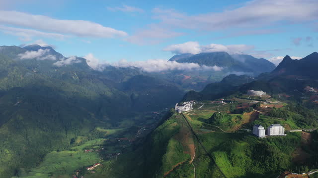 Aerial perspective reveals Sapa town's beauty in northern Vietnam