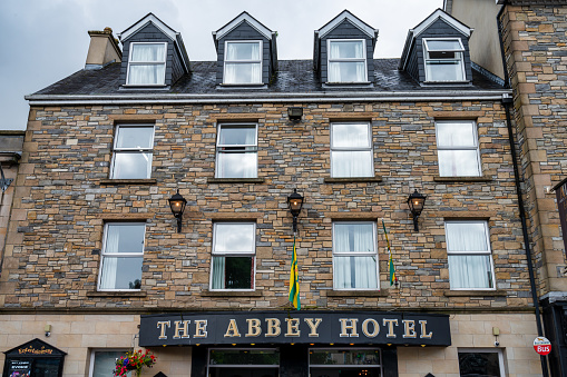 Donegal Town, Ireland- July 19, 2023: The Front of The Abbey Hotel in Donegal Town