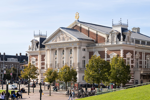Amsterdam, Netherlands, September 24, 2023; Front of the Royal Concert Hall opposite the Museumplein in Amsterdam.