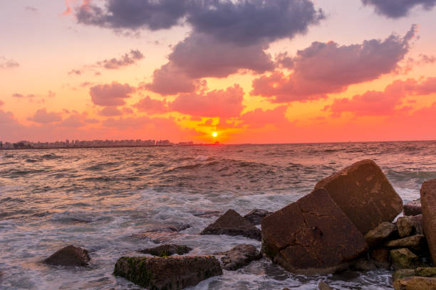 Sunset in Alexandria beach, Alexandria, Egypt