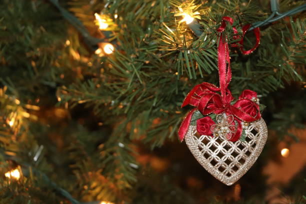 istock White heart Christmas ornament with side copy space 1719317350