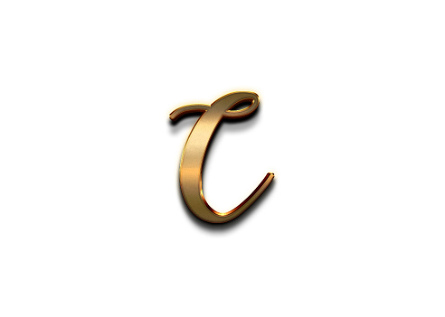 3D render of a golden Euro sign on a white background