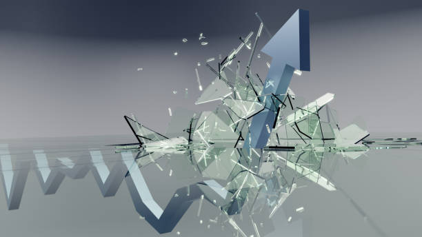 Graph line trending upward and breaking a glass ceiling.