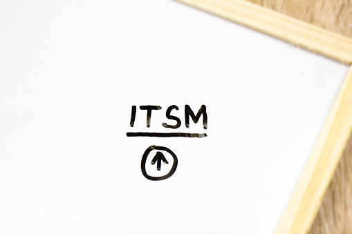 ITSM IT Service Management word text written with marker. ITSM acronym, concept.