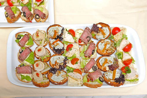 Small Sandwiches Variety Mix Served at Buffet Tray