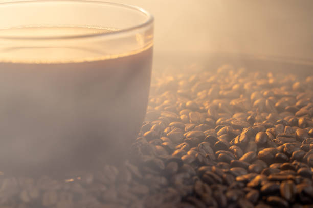 Cup of coffee and coffee beans