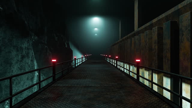 Underground Mysterious Old Tunnel In Industrial Style 3D Render 4K Video
