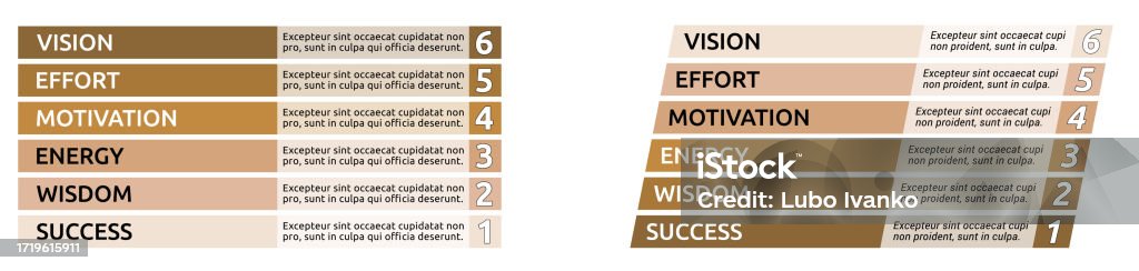Step Or Level Simple Six Steps Or Levels Infographics 6 Beige Brown Bar With Text ...
