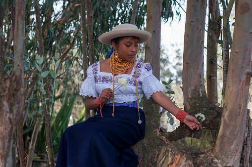 Oaxaca, Oaxaca de Juárez, Mexico. A local female with traditional costume. Editorial only.