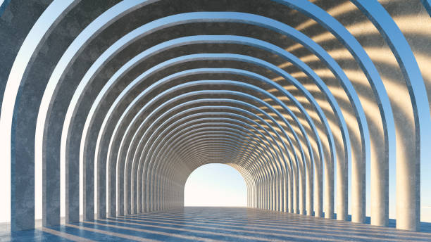 istock abstract architecture made of concrete walls, cement textured floor and white columns casting shadows, 3d rendering with copy space 1719630131