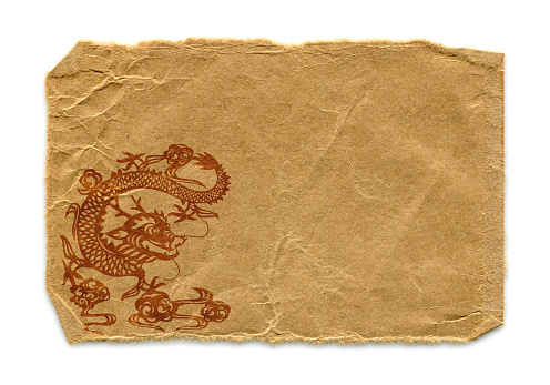 Chinese ancient book background with dragon pattern