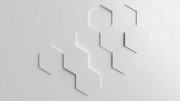 istock Pattern of hexagons with some of them displaced - abstract geometric design. 3d illustration (rendering) 1719677139