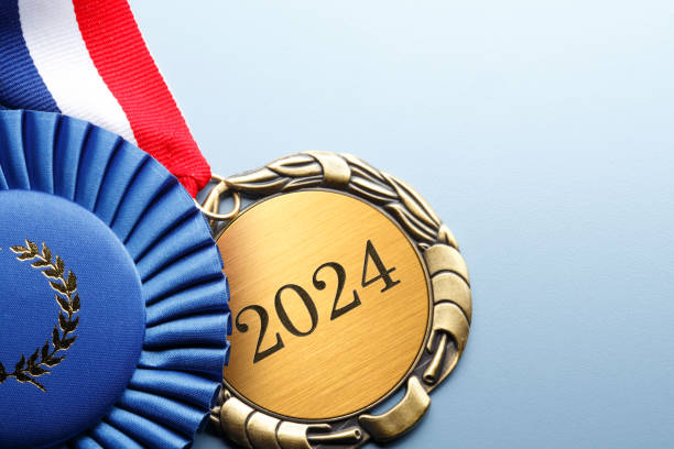 istock Close Up Of Medal Engraved With 2024 1719686012