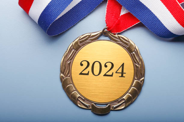 istock Close Up Of Medal Engraved With 2024 1719686549